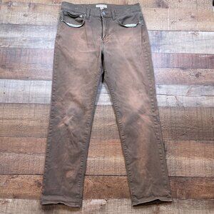 Men's Lucky Brand Brown Distressed 121 Slim Straight Pants size 32 x 30